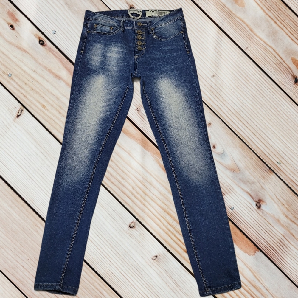 Indigo Rein Skinny Ankle Button Fly Jeans Sz 3